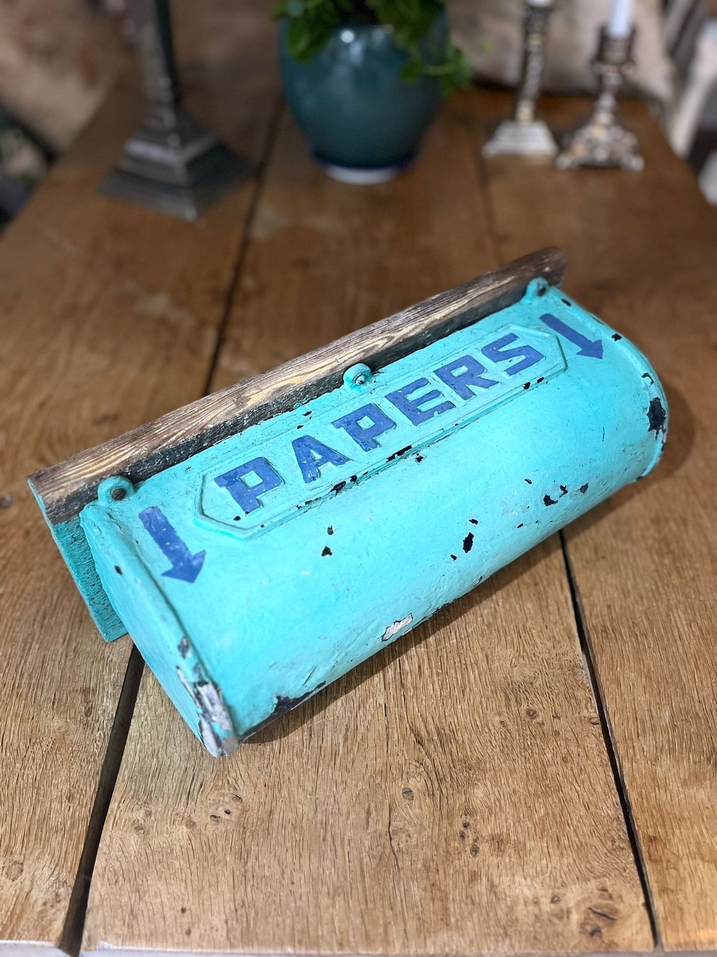 Vintage painted wall mounted Post/Newspaper holder