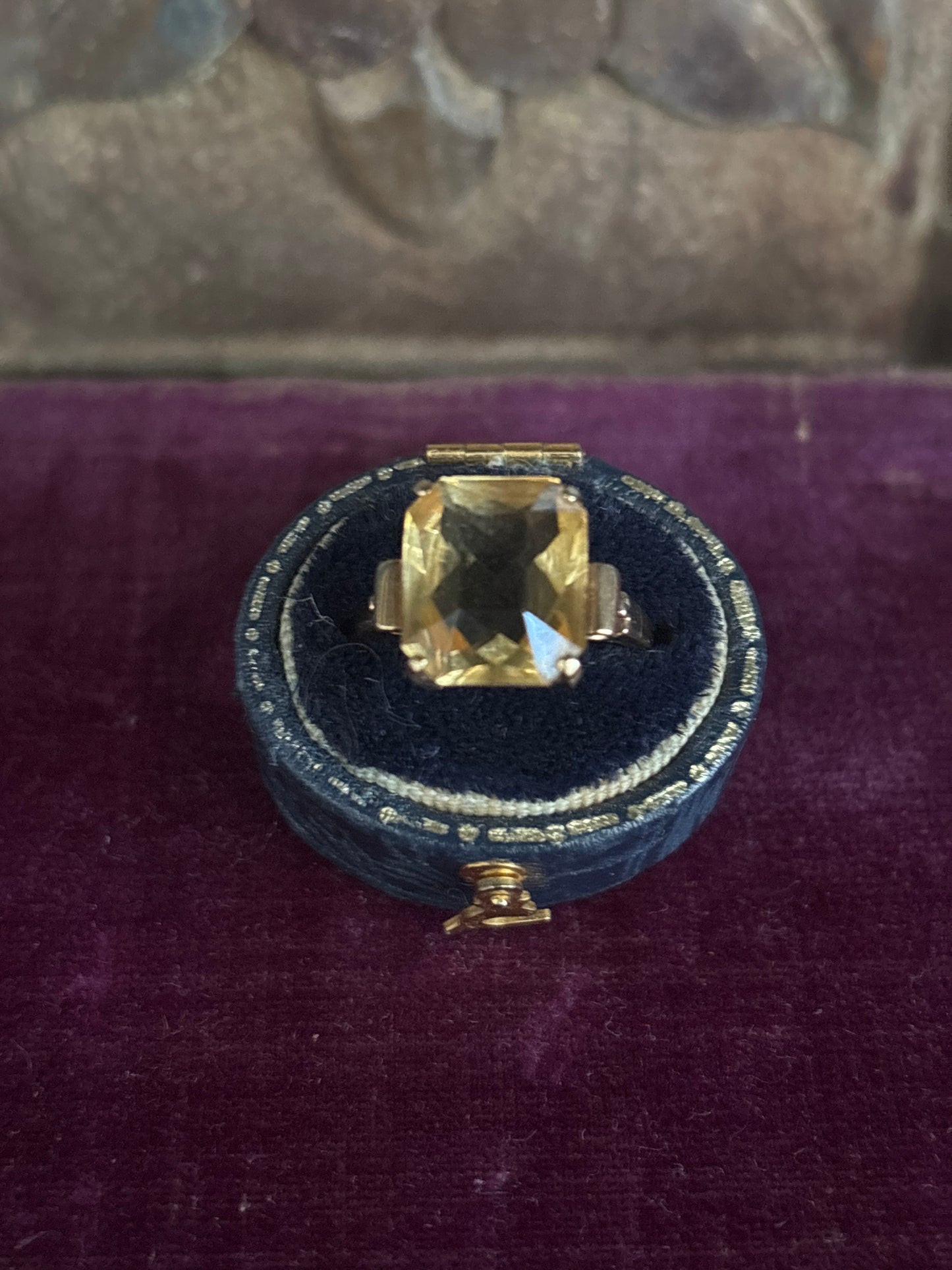 Mid Century 9ct Gold Statement Citrine Ring