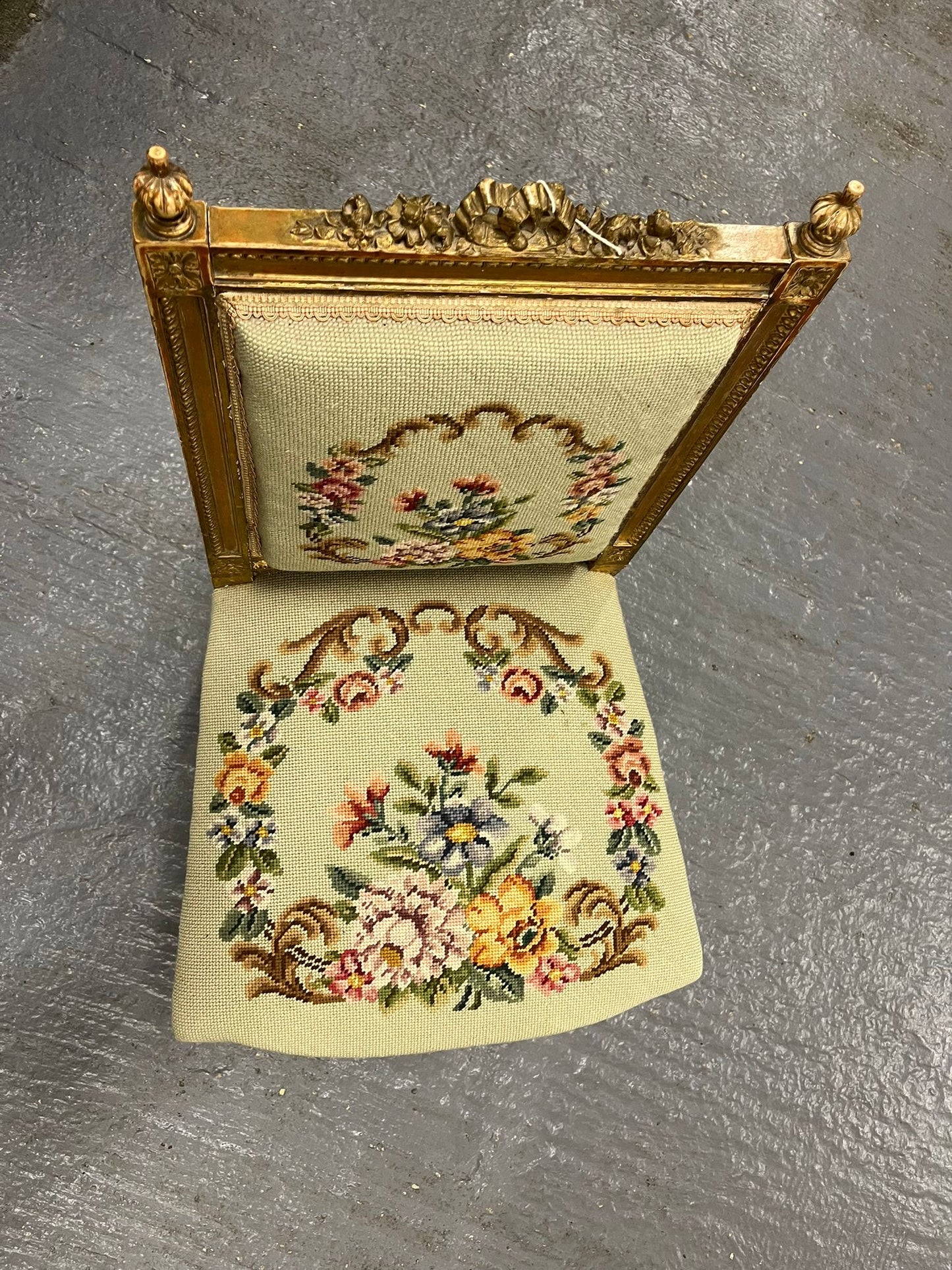 Antique Gilt Wood Tapestry Chair