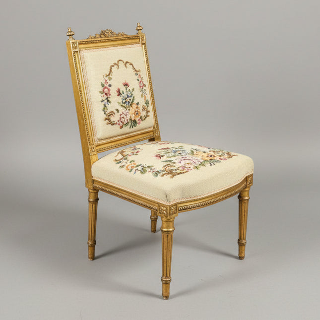Antique Gilt Wood Tapestry Chair