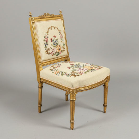 Antique Gilt Wood Tapestry Chair