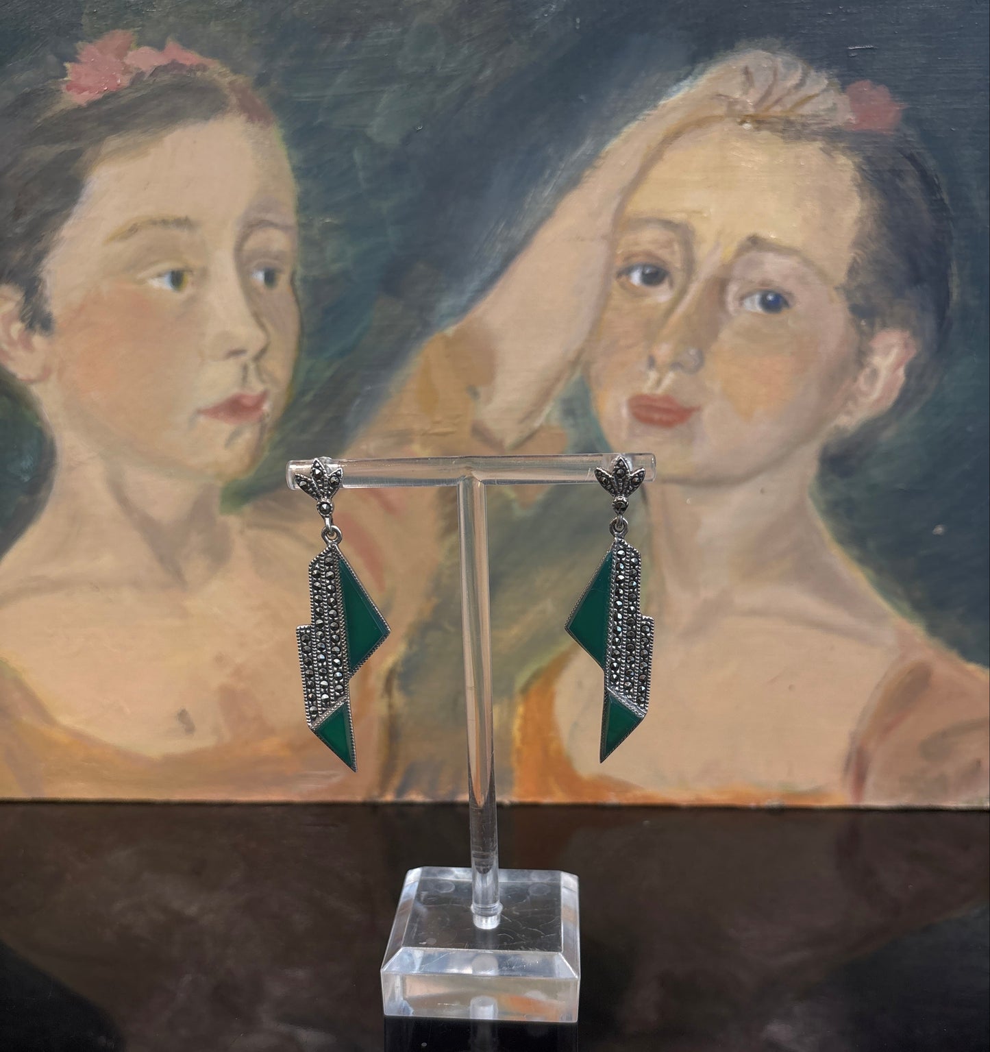Art Deco style sterling silver earrings