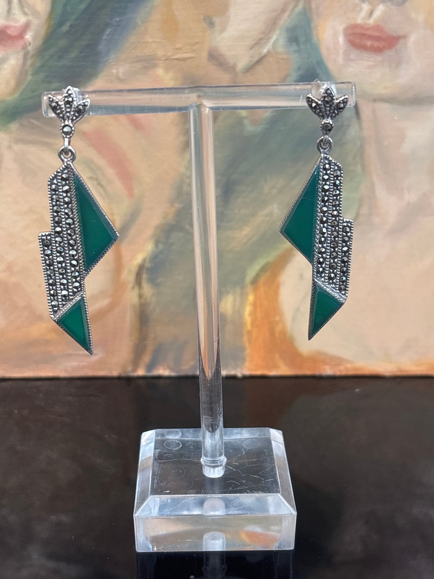 Art Deco style sterling silver earrings