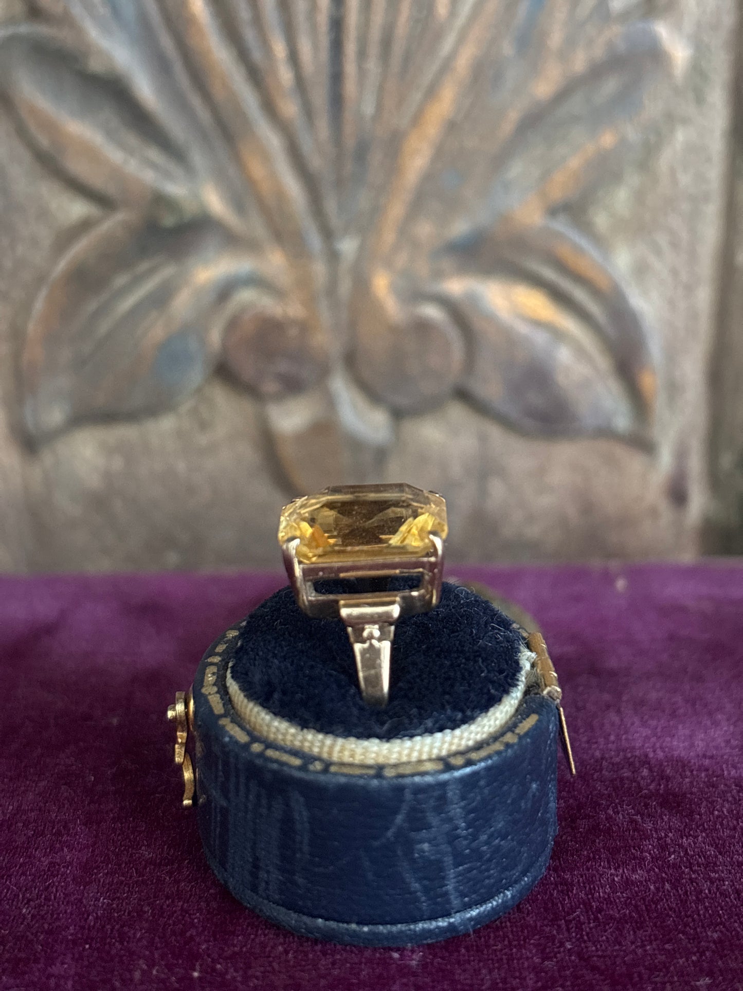 Mid Century 9ct Gold Statement Citrine Ring