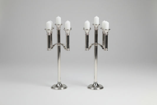 HRW Fink Silver Plated Candelabra: Contemporary 5-Candle Floor Stand